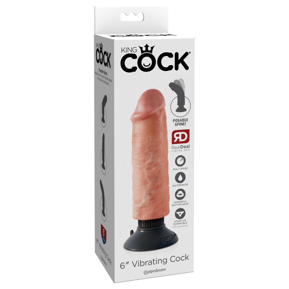 Вибратор реалистичный на присоске King Cock, бежевый, 16 х 4.8 см фото №2 — секс игрушки: Украина, NO TABOO