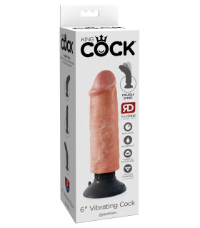 Вибратор реалистичный на присоске King Cock, бежевый, 16 х 4.8 см - No Taboo