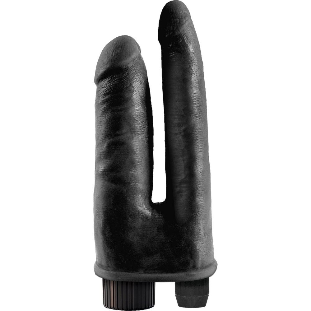 Вибратор двойной реалистичный King Cock, на присоске, черный фото №3 — секс игрушки: Украина, NO TABOO