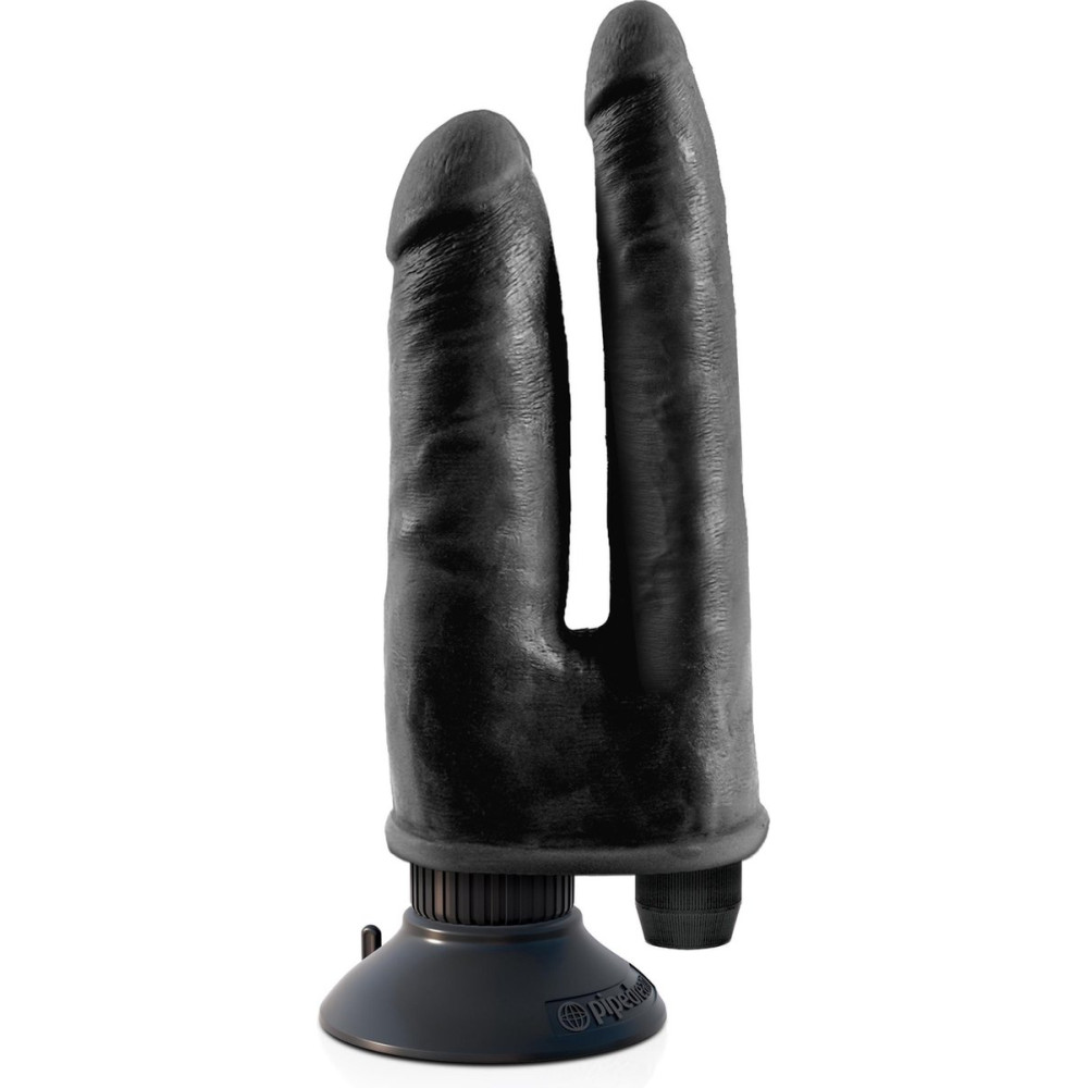 Вибратор двойной реалистичный King Cock, на присоске, черный фото №2 — секс игрушки: Украина, NO TABOO