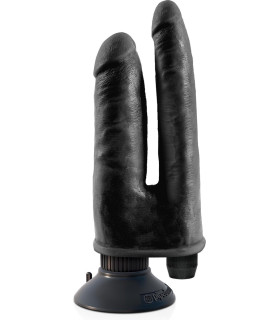 Вибратор двойной реалистичный King Cock, на присоске, черный - No Taboo