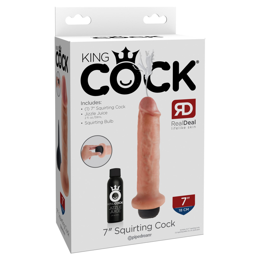 Фаллоимитатор реалистичный с эякуляцией King Cock Squirting, бежевый, 22 х 5 см фото №0 — секс игрушки: Украина, NO TABOO