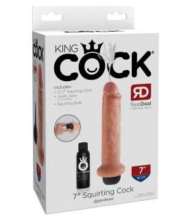 Фаллоимитатор реалистичный с эякуляцией King Cock Squirting, бежевый, 22 х 5 см - No Taboo