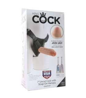 Страпон с ременной системой Pipedream King Cock, бежевый, 19 х 4.5 см - No Taboo