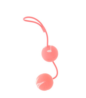 Вагинальные шарики розовые на мягкой сцепке Marbelized DUO BALLS - No Taboo