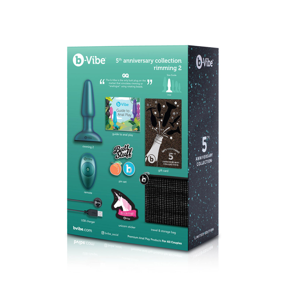 Анальная пробка с вибрацией и имитацией римминга B-Vibe Rimming 2, зеленая, 15 х 3.8 см фото №9 — секс игрушки: Украина, NO TABOO