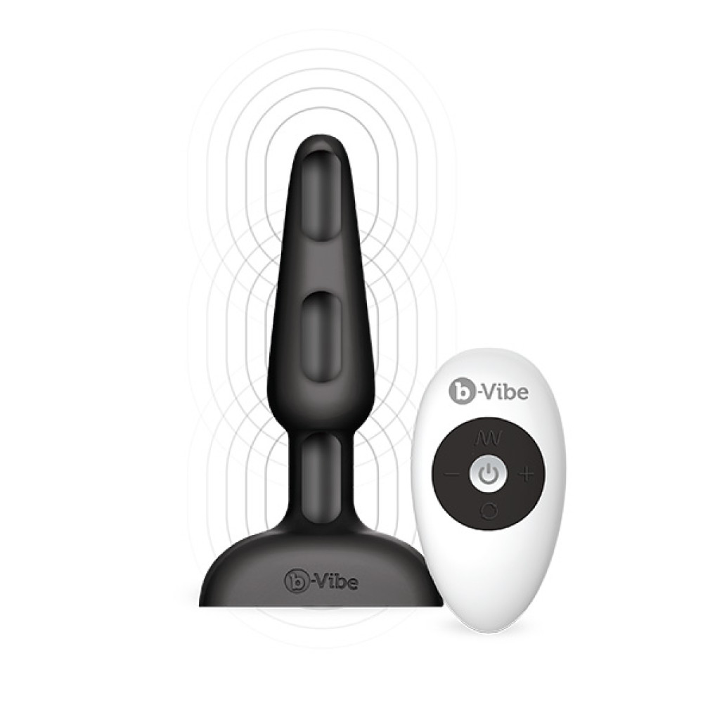 Анальная пробка с вибрацией B-Vibe Trio, с пультом дистанционного управления, черная, 13.5 х 3 см фото №0 — секс игрушки: Украина, NO TABOO