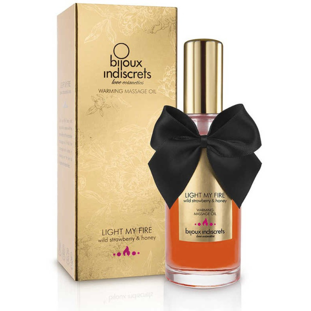 Согревающий массажный гель для поцелуев Light My Fire от Bijoux Indiscrets, с ароматом и вкусом земляники и меда, на водной основе, 100 мл, фото №2 — секс шоп Украина, NO TABOO