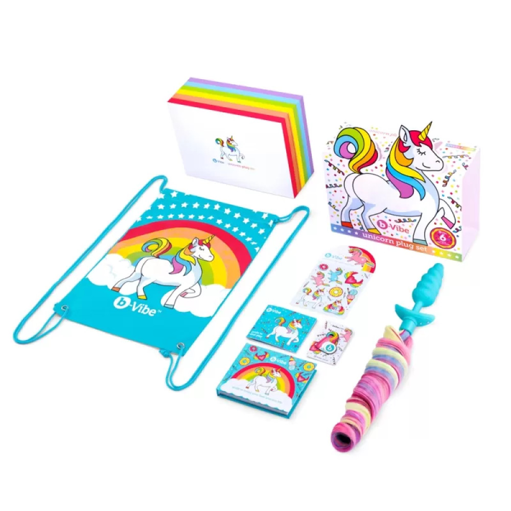 Анальный хвостик единорога b-Vibe — Unicorn Plug Set, с вибрацией, разноцветный, 11.5 х 3.8 см фото №11 — секс игрушки: Украина, NO TABOO