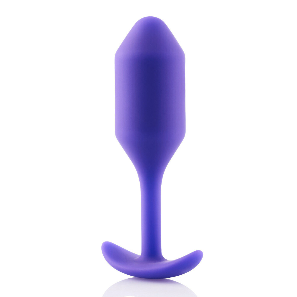 Анальная пробка с утяжелением B-Vibe Snug Plug 2, фиолетовая, 10.5 х 3 см фото №3 — секс игрушки: Украина, NO TABOO