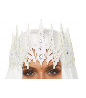 Корона с кристаллами Glitter Die Cut Jeweled Crown от Leg Avenue, белая - No Taboo