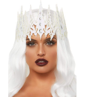 Корона с кристаллами Glitter Die Cut Jeweled Crown от Leg Avenue, белая - No Taboo