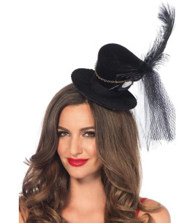 Мини-цилиндр женский Steampunk Velvet Mini Top Hat от Leg Avenue, черный - No Taboo