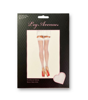 Чулки сексуальные One Size Lynn Sheer Backseam Stockings от Leg Avenue, белые - No Taboo
