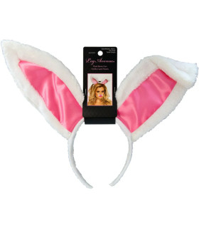 Ушки кролика One Size Plush Bunny Rabbit Ears Headband от Leg Avenue, розово-белые - No Taboo