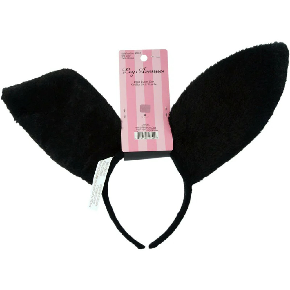 Ушки кролика One Size Plush Bunny Rabbit Ears Headband от Leg Avenue, розово-черные, фото №3 — секс шоп Украина, NO TABOO