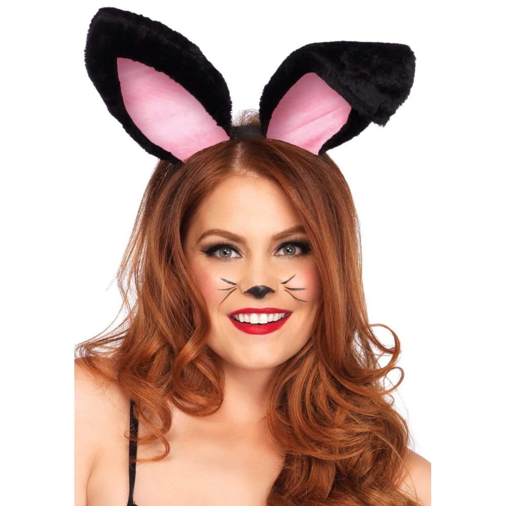 Ушки кролика One Size Plush Bunny Rabbit Ears Headband от Leg Avenue, розово-черные, фото №0 — секс шоп Украина, NO TABOO