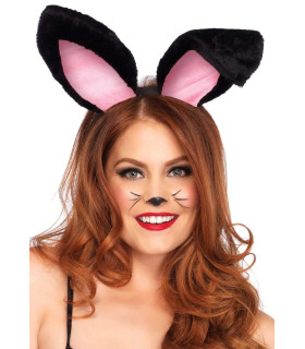 Ушки кролика One Size Plush Bunny Rabbit Ears Headband от Leg Avenue, розово-черные - No Taboo