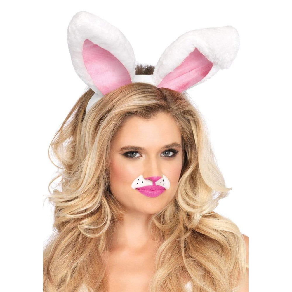 Ушки кролика One Size Plush Bunny Rabbit Ears Headband от Leg Avenue, розово-белые, фото №0 — секс шоп Украина, NO TABOO