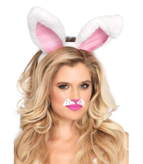 Ушки кролика One Size Plush Bunny Rabbit Ears Headband от Leg Avenue, розово-белые - No Taboo