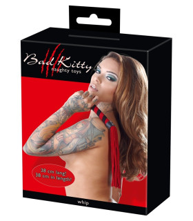 Плетка из замши Bad Kitty, красная с черным, 38 см - No Taboo