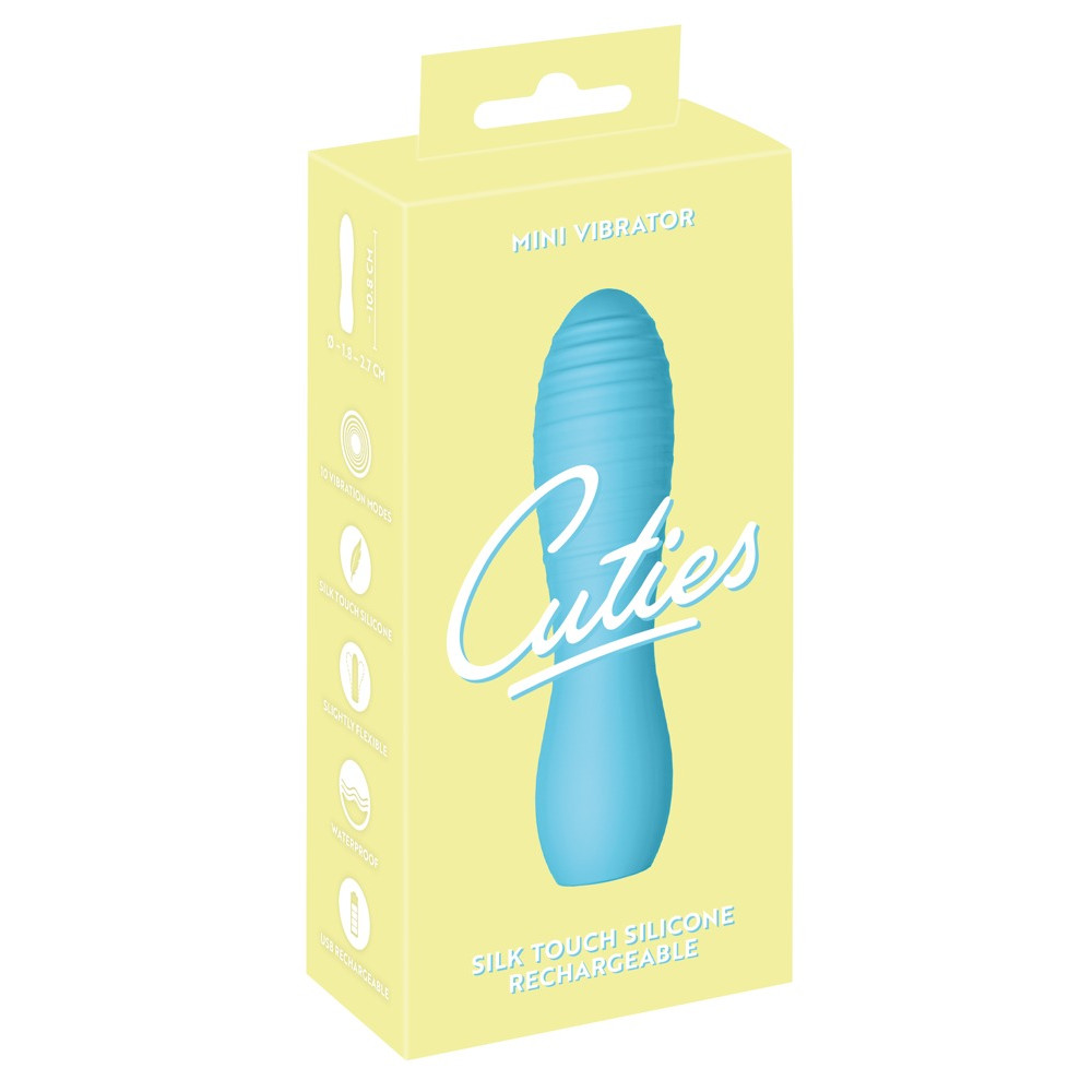 Мини-вибратор Cuties рельефный, голубой, 10.8 х 2.7 см фото №2 — секс игрушки: Украина, NO TABOO