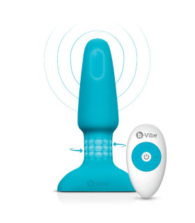 Анальная пробка с вибрацией и имитацией римминга b-Vibe Rimming Plug 2, голубая, 15 х 3.8 см - No Taboo