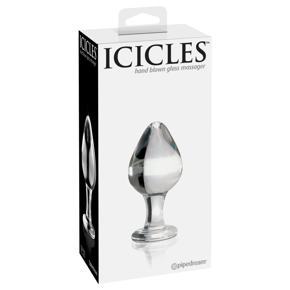 Анальная пробка Icicles No. 25, стеклянная, прозрачная, 9 х 4.4 см фото №2 — секс игрушки: Украина, NO TABOO