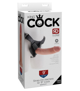 Страпон реалистичный Pipedream King Cock 9 на ремнях, бежевый, 23 х 5 см - No Taboo