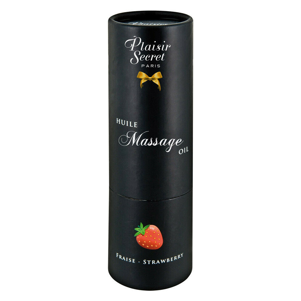 Массажное масло со вкусом клубники Plaisir Secret, с афродизиаком, 59 мл, фото №3 — секс шоп Украина, NO TABOO