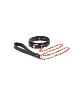 Ошейник с поводком-цепочкой NS Novelties Bondage Couture, из кожзаменителя, черный - No Taboo
