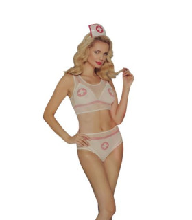 Костюм соблазнительной медсестры S/M Sunspice, белый, 5 предметов - No Taboo