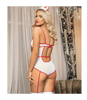 Эротичный костюм медсестры S/M Sunspice, белый, 4 предмета - No Taboo