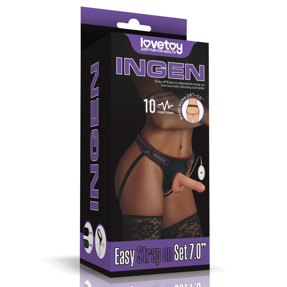 Страпон реалістичний з вібрацією 7 LoveToy Easy Strapon, 18 х 3.6 см фото №2 — секс іграшки: Україна, NO TABOO