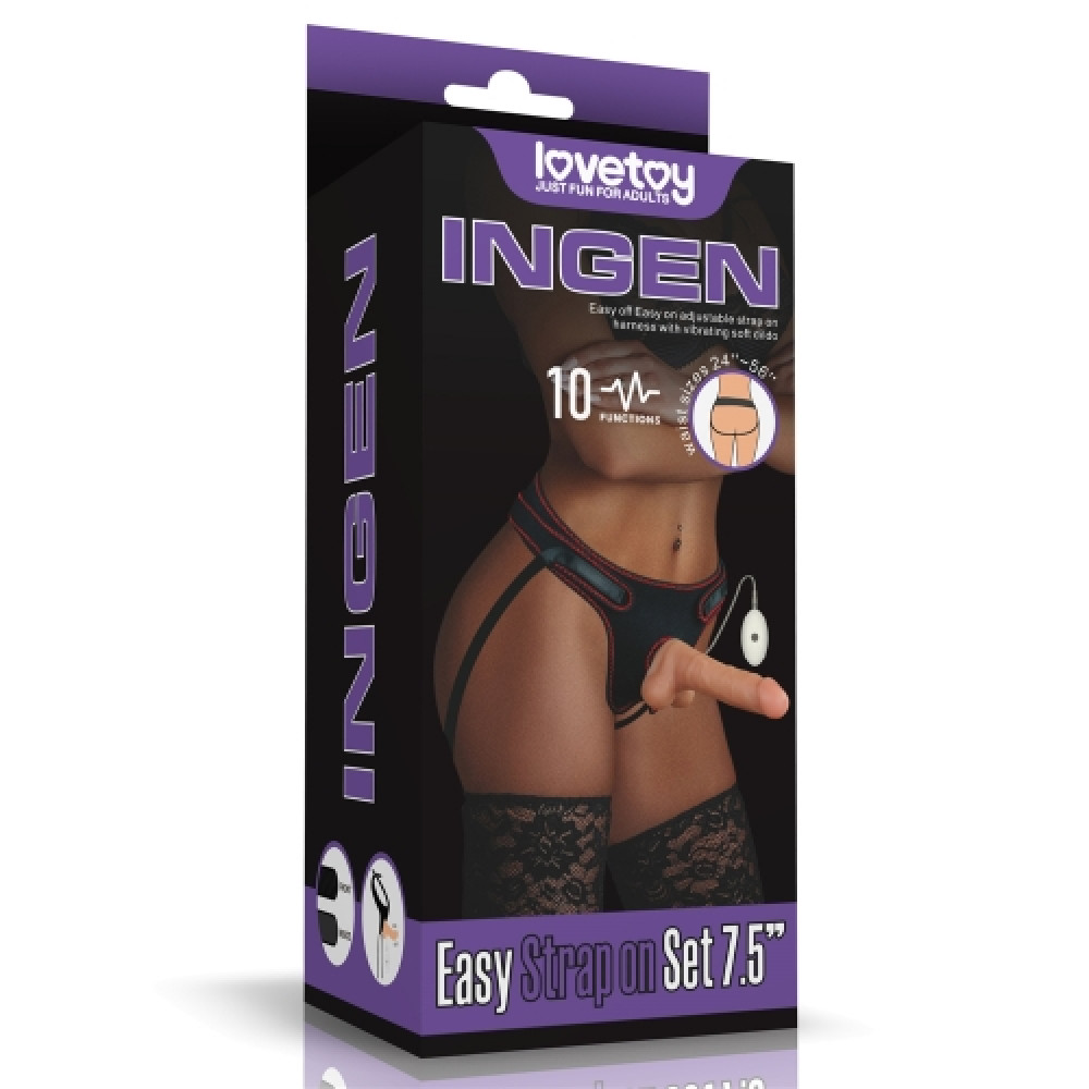 Страпон реалистичный с вибрацией Lovetoy Ingen, с проводным пультом, бежевый, 20 х 4 см фото №2 — секс игрушки: Украина, NO TABOO