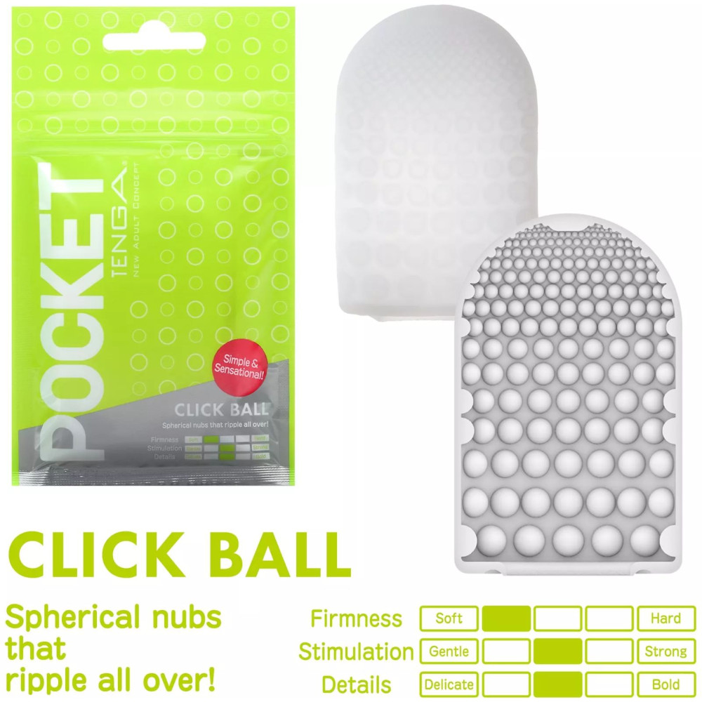 Мини мастурбатор нереалистичный Tenga Pocket Click Ball, с рельефом, белый, 7.5 х 5.5 см фото №2 — секс игрушки: Украина, NO TABOO