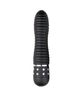 Міні-вібратор зі стразами Easytoys, чорний, 11.4 х 2.3 см - No Taboo