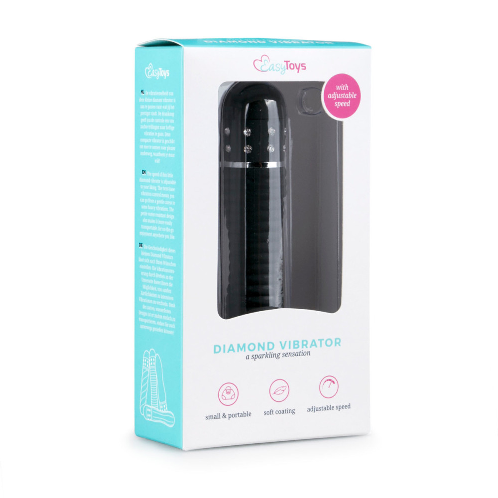 Мини-вибратор со стразами Easytoys, черный, 11.4 х 2.3 см фото №2 — секс игрушки: Украина, NO TABOO