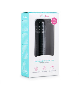Міні-вібратор зі стразами Easytoys, чорний, 11.4 х 2.3 см - No Taboo