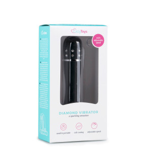 Міні-вібратор зі стразами Easytoys, чорний, 11.4 х 2.2 см - No Taboo