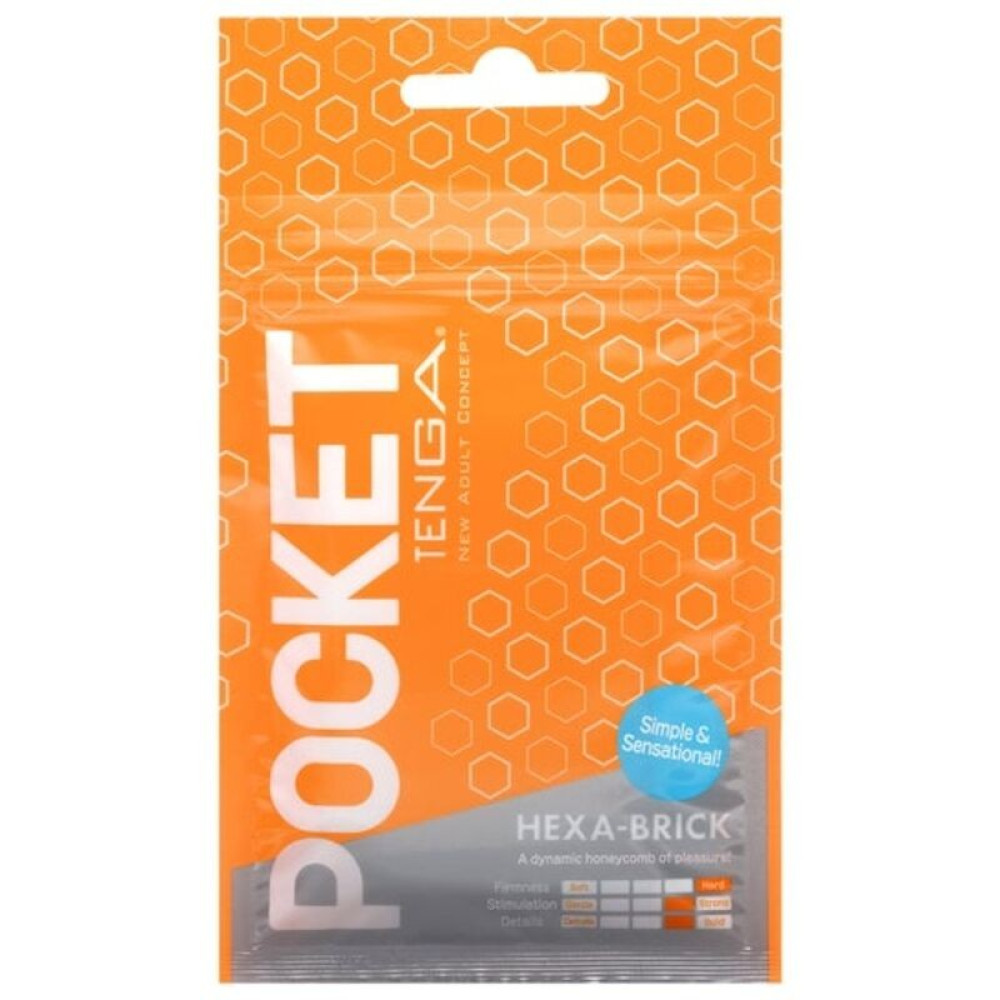 Мини мастурбатор нереалистичный Tenga Pocket Hexa-Brick, с рельефом, белый, 7.5 х 5.5 см фото №0 — секс игрушки: Украина, NO TABOO