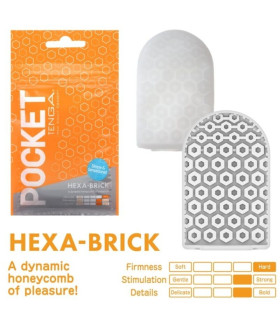 Міні мастурбатор нереалістичний Tenga Pocket Hexa-Brick, з рельєфом, білий, 7.5 х 5.5 см - No Taboo