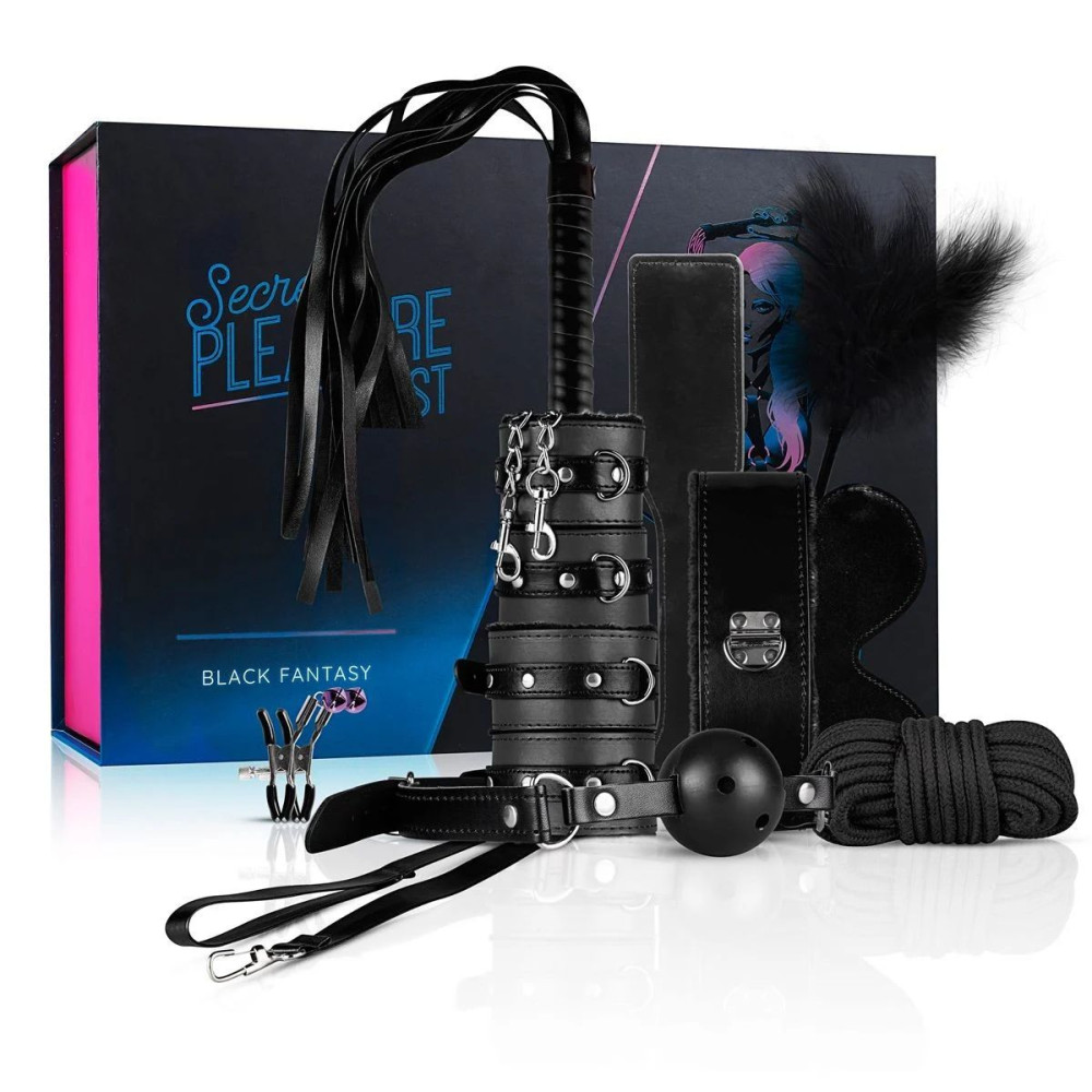 БДСМ набор Loveboxxx Black Fantasy, 11 предметов, черный, фото №0 — секс шоп Украина, NO TABOO