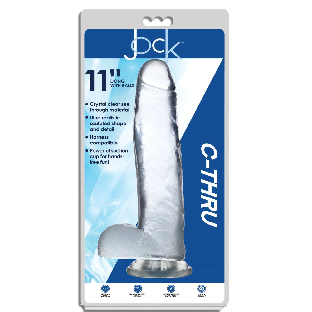 Фаллоимитатор реалистичный Jock Curve Toys, на присоске, прозрачный, 30 х 6.8 см фото №2 — секс игрушки: Украина, NO TABOO