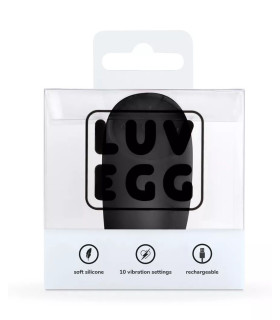 Виброяйцо с дистанционным пультом Luv Egg, силиконовое, черное, 6.5 х 3.5 см - No Taboo