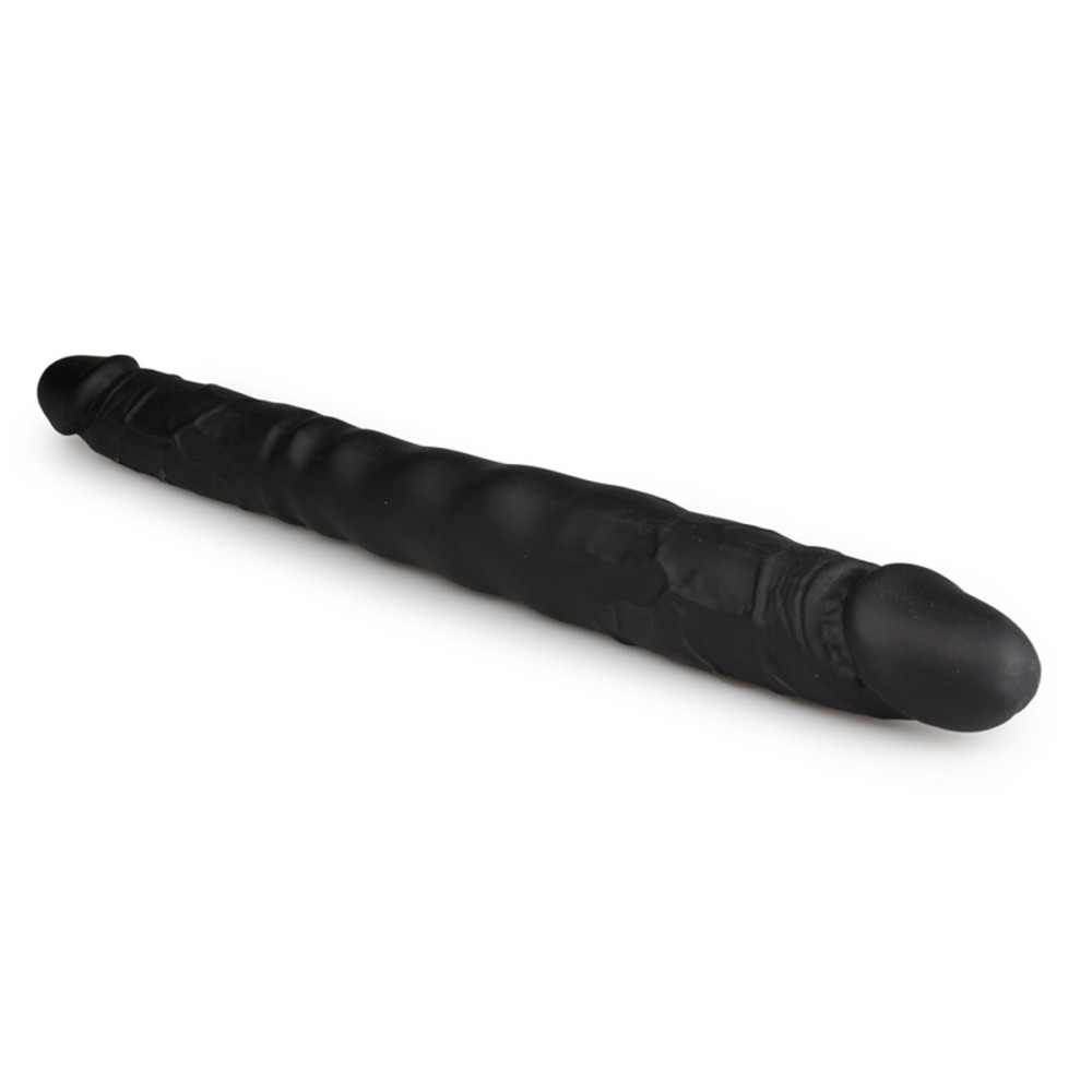 Двухсторонний реалистичный фаллоимитатор Easytoys, силиконовый, черный, 40 х 3.8 см фото №2 — секс игрушки: Украина, NO TABOO