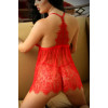 Пеньюар сексуальный кружевной One Size Late Night Serenade Fantasy Lingerie, красный, фото №2 — секс шоп Украина, NO TABOO