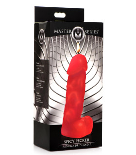 Низкотемпературная свеча в форме пениса Master Series Spicy Pecker, красная - No Taboo