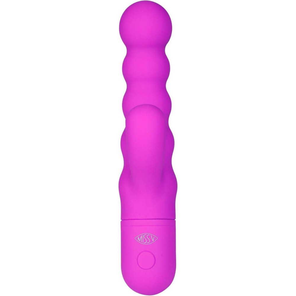 Вибратор-кролик рельефный Double Up Miss V, силиконовый, фиолетовый, 18.3 х 3.4 см фото №3 — секс игрушки: Украина, NO TABOO