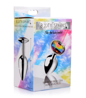 Анальная пробка с кристаллом Booty Sparks, металлическая, серебряная, 7.1 х 2.5 см - No Taboo